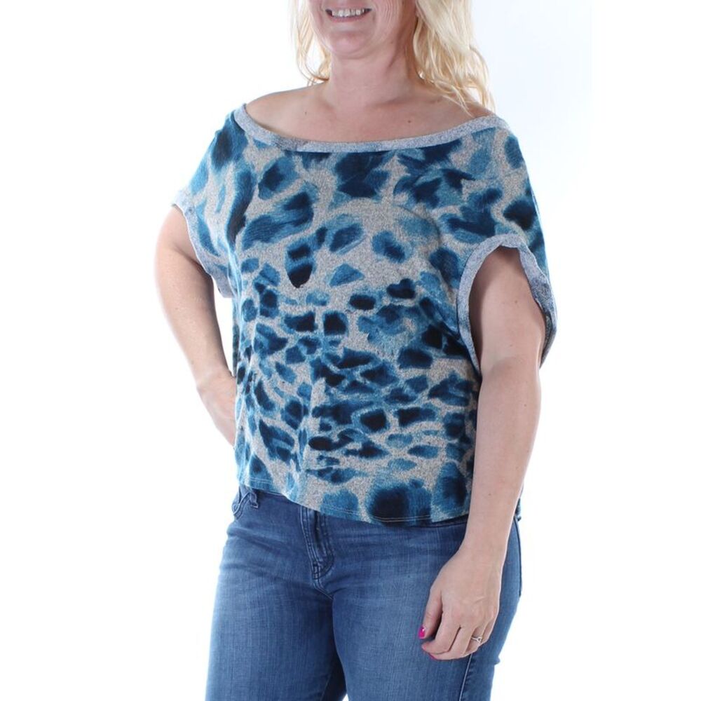 COCOLOVE Womens Blue Polka Dot Sleeveless Jewel Neck Hi-Lo Top Size: L